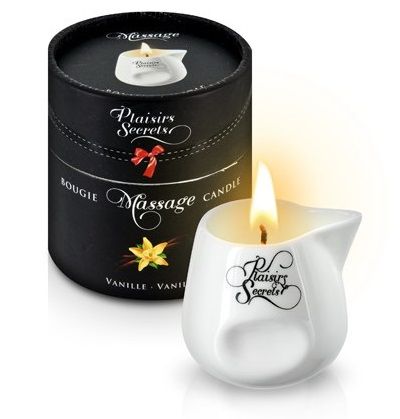 Массажная свеча с ароматом ванили Bougie Massage Gourmande Vanille - 80 мл. - Plaisir Secret - купить с доставкой в Твери