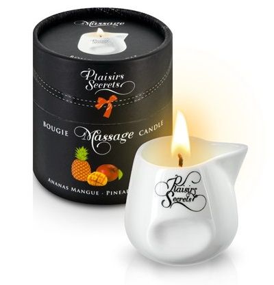 Массажная свеча с ароматом манго и ананаса Bougie de Massage Ananas Mangue - 80 мл. - Plaisir Secret - купить с доставкой в Твери