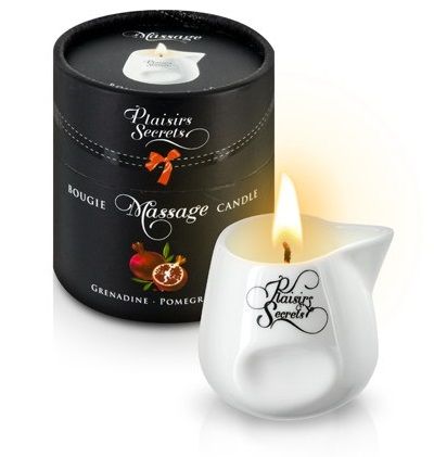 Массажная свеча с ароматом граната Bougie de Massage Gourmande Grenadine - 80 мл. - Plaisir Secret - купить с доставкой в Твери