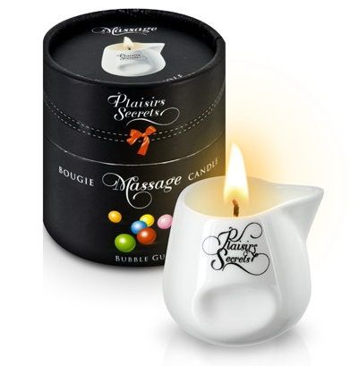 Массажная свеча с ароматом бубль-гума Bougie de Massage Gourmande Bubble Gum - 80 мл. - Plaisir Secret - купить с доставкой в Твери