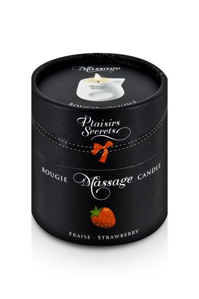 Массажная свеча с ароматом клубники Bougie de Massage Gourmande Fraise - 80 мл. - Plaisir Secret - купить с доставкой в Твери