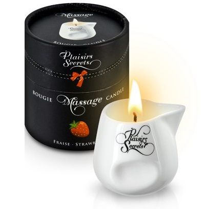 Массажная свеча с ароматом клубники Bougie de Massage Gourmande Fraise - 80 мл. - Plaisir Secret - купить с доставкой в Твери