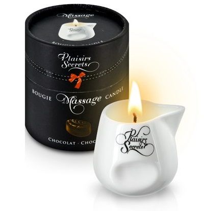 Массажная свеча с ароматом шоколада Bougie de Massage Gourmande Chocolat - 80 мл. - Plaisir Secret - купить с доставкой в Твери