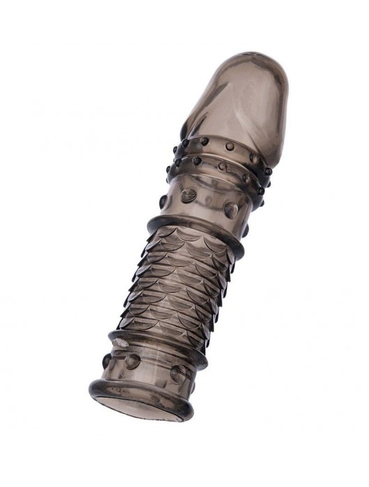 Дымчатая закрытая насадка ToyFa XLover с чешуйками и пупырышками - 13,5 см. - ToyFa - в Твери купить с доставкой