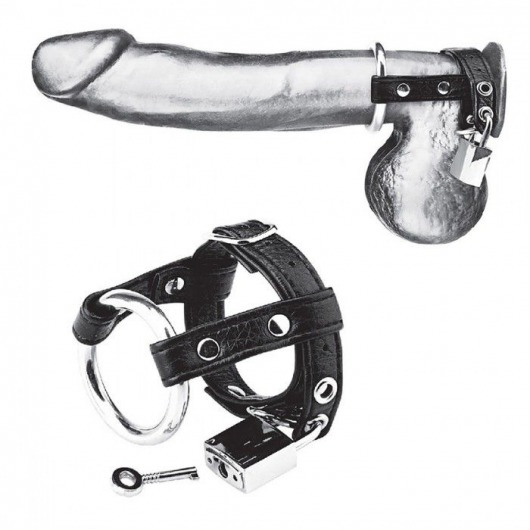 Утяжка на пенис на замочке Duo Cock And Ball Lock - BlueLine - купить с доставкой в Твери
