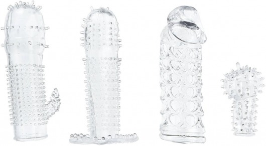 Набор из 4 насадок на член Pleasured Penis Enhancement Sleeve 4 Pack - XR Brands - в Твери купить с доставкой