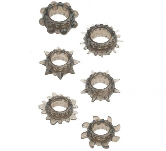 Набор из 6 дымчатых эрекционных колец MENZSTUFF 6PC STRECHEABLE RING SET - Dream Toys - в Твери купить с доставкой