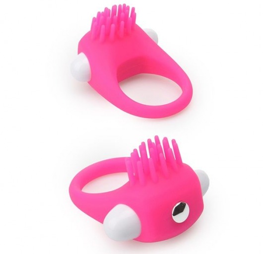 Розовое эрекционное кольцо с щеточкой LIT-UP SILICONE STIMU RING 5 - Dream Toys - в Твери купить с доставкой