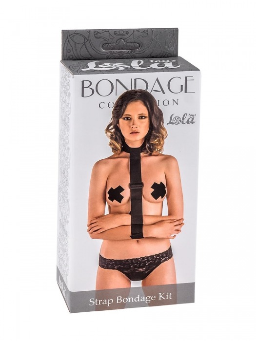 Ошейник с длинной лентой и наручниками Strap Bondage Kit One Size - Lola Games - купить с доставкой в Твери