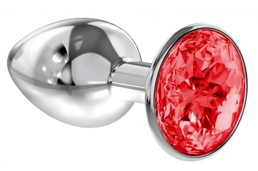 Малая серебристая анальная пробка Diamond Red Sparkle Small с красным кристаллом - 7 см. - Lola Games - купить с доставкой в Твери