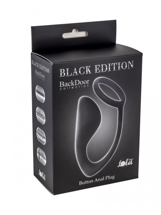 Чёрное эрекционное кольцо с анальной пробкой Button Anal Plug - Lola Games - в Твери купить с доставкой