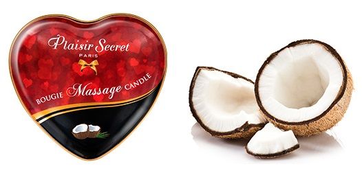 Массажная свеча с ароматом кокоса Bougie Massage Candle - 35 мл. - Plaisir Secret - купить с доставкой в Твери
