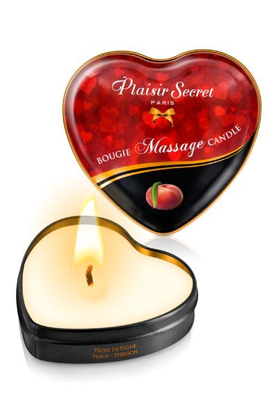 Массажная свеча с ароматом персика Bougie Massage Candle - 35 мл. - Plaisir Secret - купить с доставкой в Твери