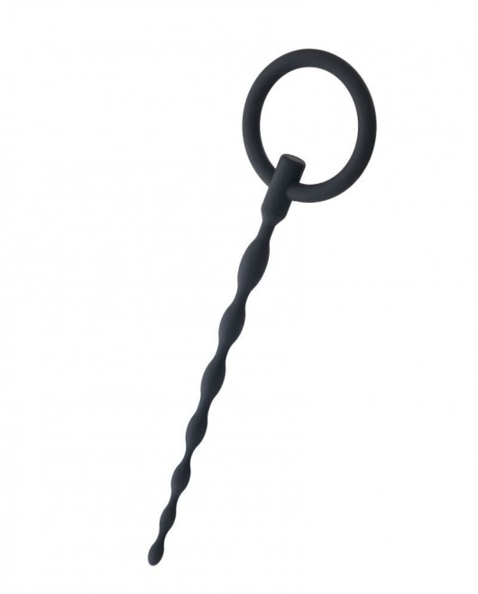 Чёрный уретральный плаг с кольцом - ToyFa - купить с доставкой в Твери
