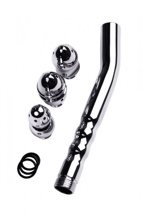 Металлический анальный душ с тремя насадками - ToyFa - купить с доставкой в Твери