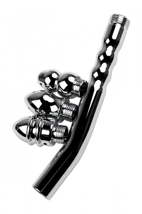 Металлический анальный душ с тремя насадками - ToyFa - купить с доставкой в Твери