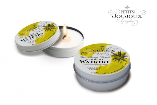 Массажная свеча Petits Joujoux Waikiki Beach с ароматом кокоса и ананаса - 33 гр. - MyStim - купить с доставкой в Твери