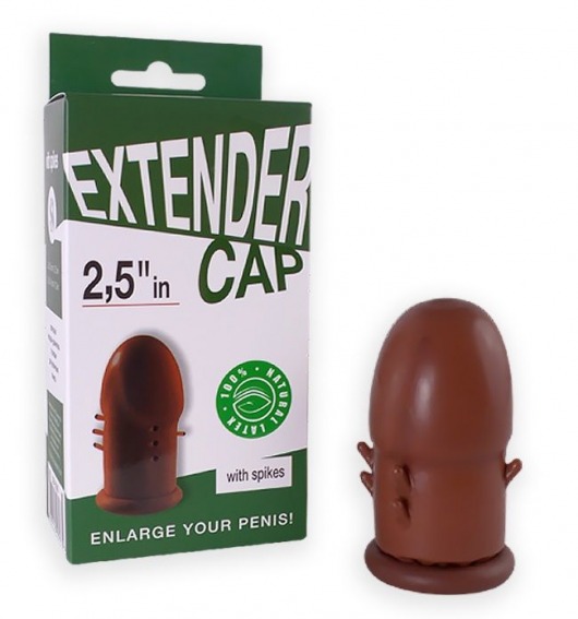 Коричневый латексный удлинитель пениса 2.5 in с шипиками - Sitabella - в Твери купить с доставкой