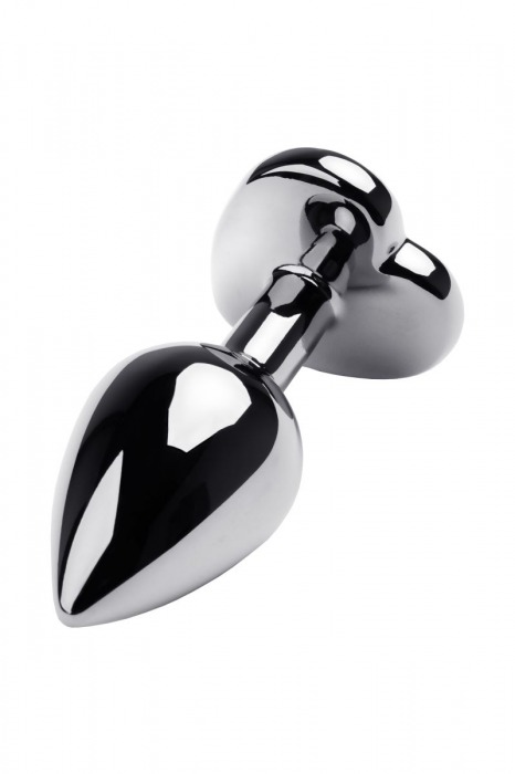 Серебристая анальная пробка с прозрачным кристаллом-сердцем - 8 см. - ToyFa - купить с доставкой в Твери
