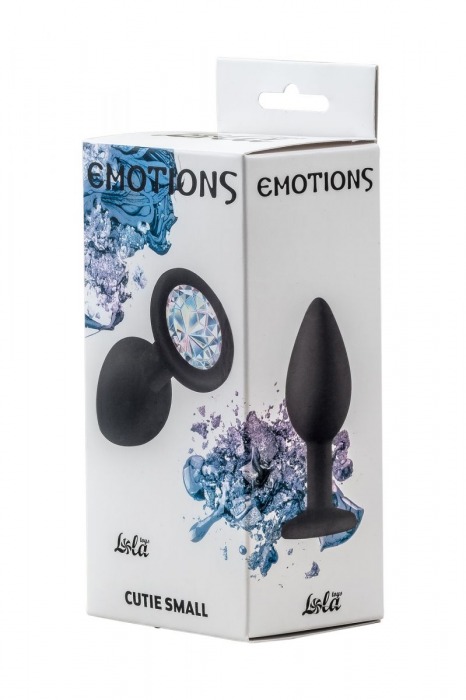 Чёрная анальная пробка Emotions Cutie Small с прозрачным кристаллом - 7,5 см. - Lola Games - купить с доставкой в Твери
