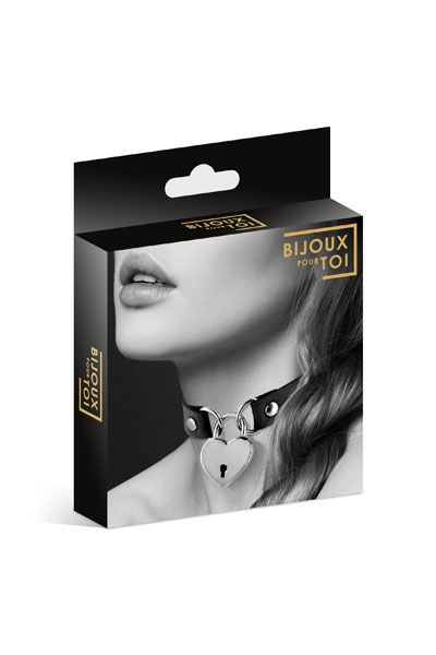 Черный чокер с замком в форме сердца - Bijoux Pour Toi - купить с доставкой в Твери