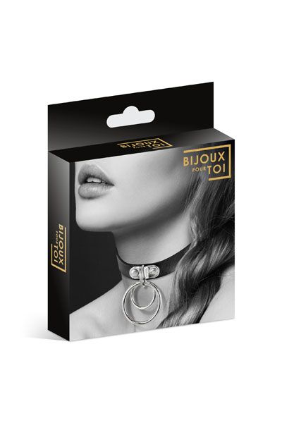 Черный чокер с двумя кольцами - Bijoux Pour Toi - купить с доставкой в Твери