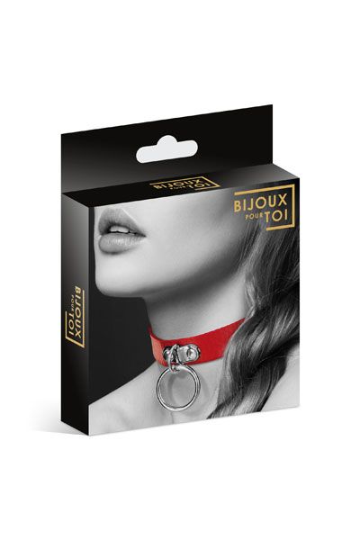 Красный узенький чокер с кольцом - Bijoux Pour Toi - купить с доставкой в Твери