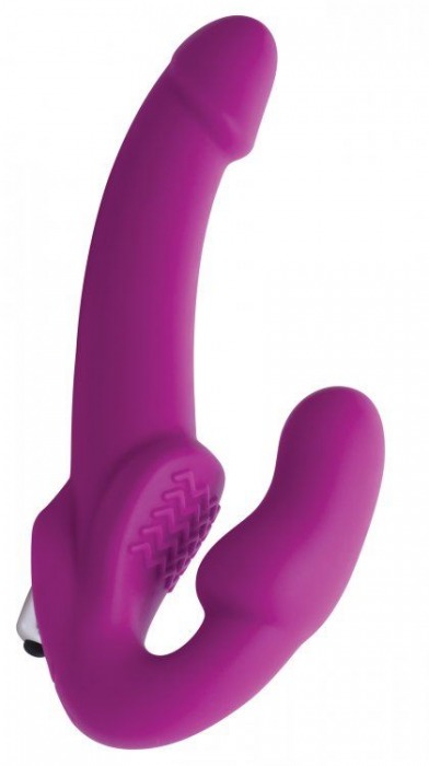 Ярко-розовый безремневой вибрострапон Evoke Vibrating Strapless Silicone Strap-on Dildo - XR Brands - купить с доставкой в Твери