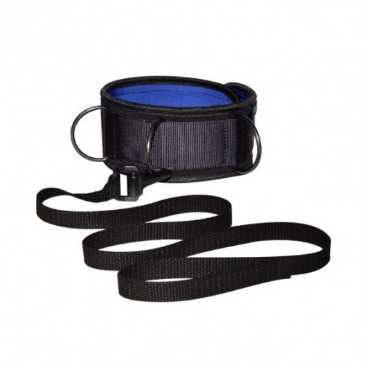 Чёрно-синий неопреновый ошейник с поводком - Sitabella - купить с доставкой в Твери