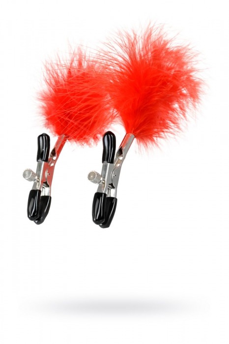 Зажимы для сосков с красным пухом Theatre - ToyFa - купить с доставкой в Твери