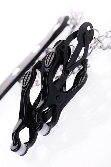 Черно-серебристые зажимы для сосков с кольцом для пениса TOYFA Metal - ToyFa - купить с доставкой в Твери