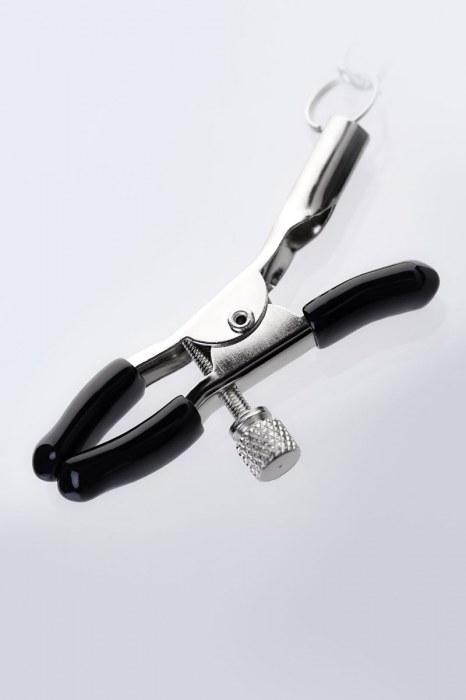 Серебристо-чёрные зажимы для сосков с кольцом для пениса TOYFA Metal - ToyFa - купить с доставкой в Твери